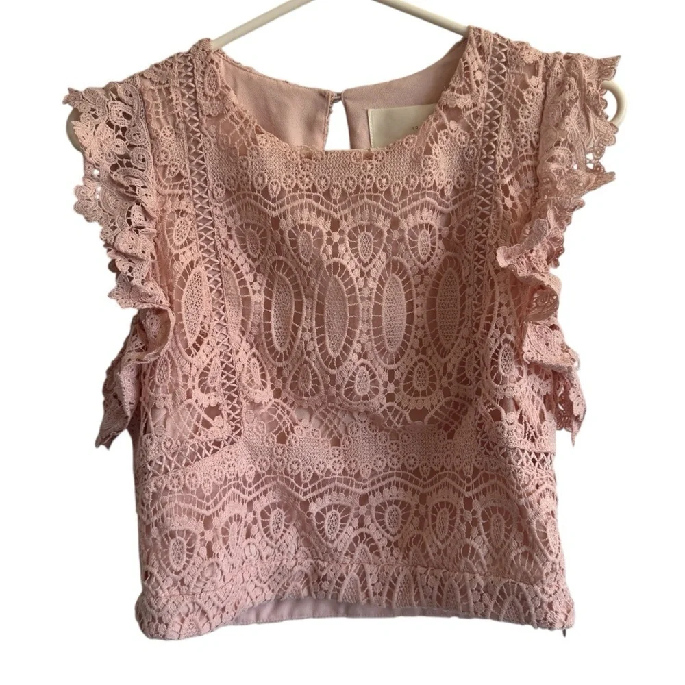 J.O.A. Blush Pink Two Piece Skirt + Top Set, Size M/L